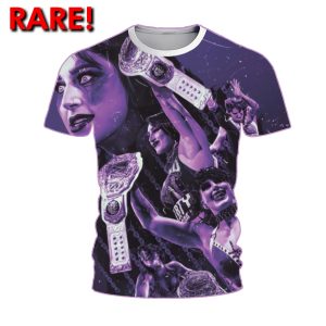Own the rare Rhea Ripley “Mami” full-print WWE T-shirt – featuring a bold, wraparound design of the Women’s Champion in full Judgment Day style. Limited edition.